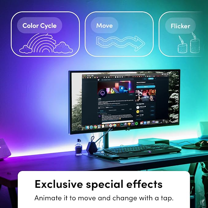 LIFX Supercolor Smart LED Strip Lights 6.6ft (80 inch Kit), Color Changing Multizone RGB + Tunable White, 16 Color Zones, Apple HomeKit, Alexa & Google Home, Music Sync, Dimmable