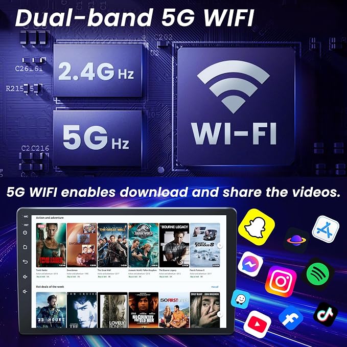 4core 2+64G Car Stereo for Dodge Ram 1500 2500 3500 Radio 2009-2012: 10.1 Inch 1280x800 Touchscreen Upgrade Bluetooth 5.0 Wireless CarPlay/Android Auto 5G WiFi GPS FM/RDS 1080P Backup Camera