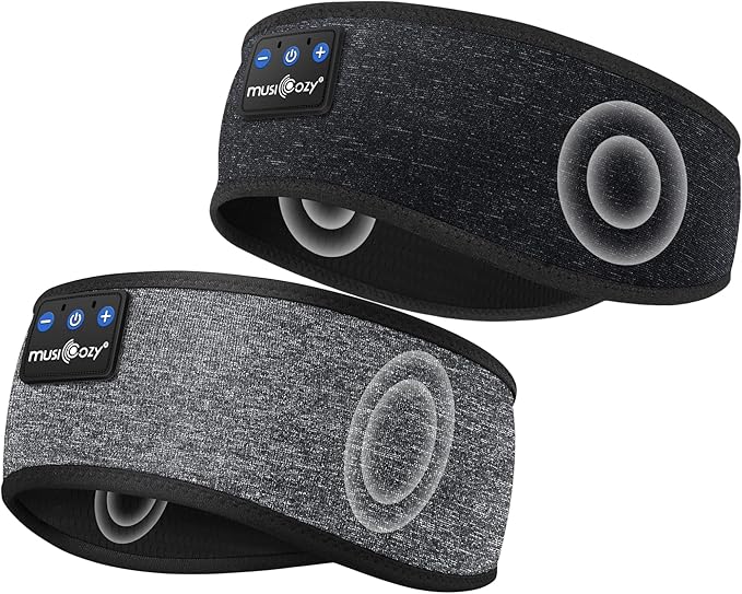 MUSICOZY Bluetooth 5.4 Sleep Headphones Sports Headband Headphones, Wireless Earphones Music Sleep Earbuds for Side Sleepers Sleeping Eye Mask for Women Men Workout Running Cool Unique Gifts