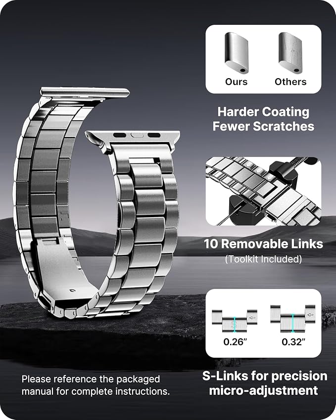 Fullmosa Metal Band Compatible with Apple Watch Bands Ultra3 2 1 49mm, Stainless Steel Strap iWatch Band with Case for Apple Watch, Silver