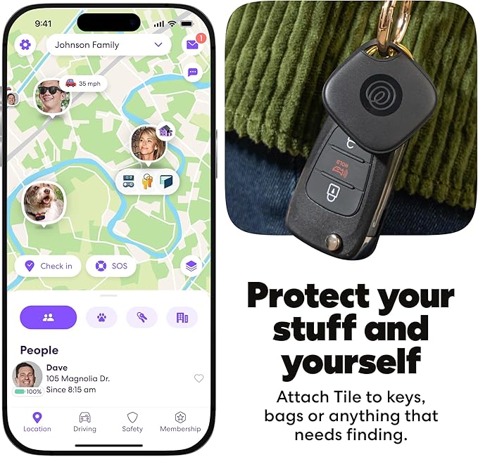 Tile by Life360 Mate Bluetooth Tracker, Keys Finder and Item Locator for Keys, Bags and More. Phone Finder. Both iOS and Android Compatible. 2-Pack (Black/White)