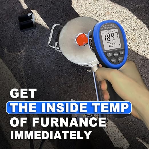 AIOMEST Digital Infrared Thermometer - Non Contact High Temperature Gun AI-1500 Infra Pyrometer Temp Gauge -58~2732℉ Handheld IR Laser Reader for Cooking Kiln HVAC (NOT for Human Temp)
