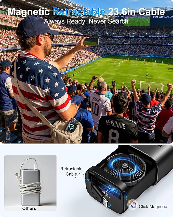AsperX Laptop Power Bank, 165W 20,000mAh, Retractable Cables, Aluminum Alloy Unibody Portable Charger Power Bank, Battery Bank for MacBook Pro/Air/iPhone 17/iPad Pro/S25 Ultra/Dell/HP(TSA-Approved)