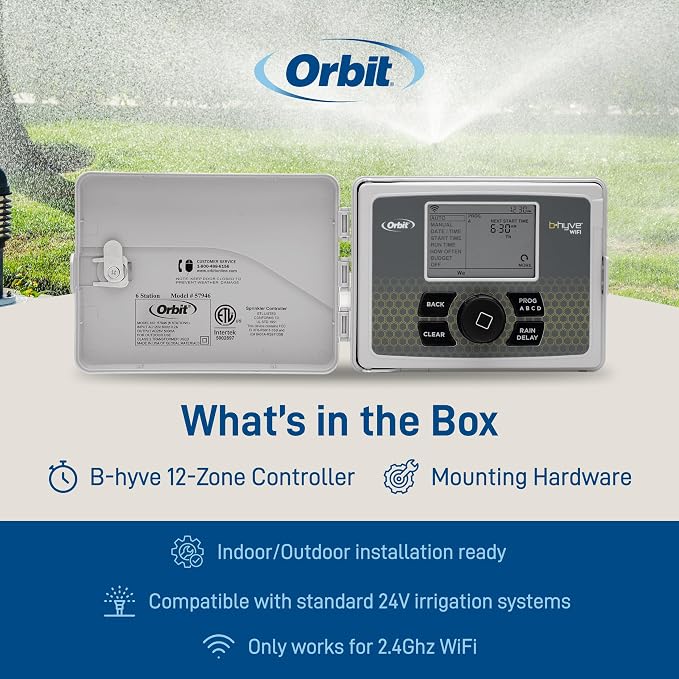 Orbit B-hyve Smart Indoor/Outdoor Sprinkler Controller - 12-Zone - App Controlled Smart Controller with Custom Irrigation Schedules - Weatherproof Multi-Zone Sprinkler System - 57950