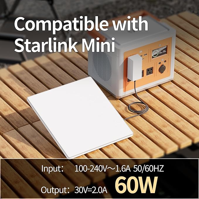 DAIERTEK Starlink Mini Charger 60W Replacement Power Supply AC Adapter 30V 2A Output Wall Charger Plug for Starlink Mini Dish