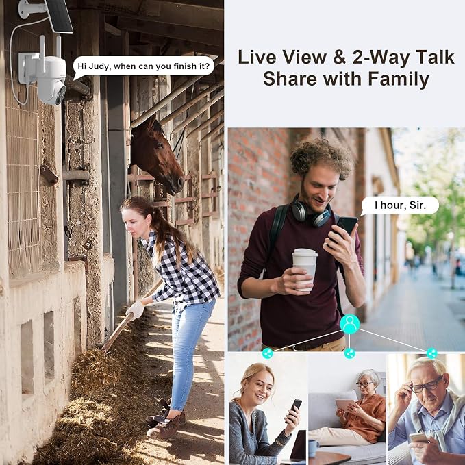 4G LTE Cellular Security Camera No Internet Needed, 2K Solar No wifi Security Camera Outdoor Wireless With SIM Card Jobsite,360 Live View, Motion Detection,Free Cloud Storage(Need Apply), 2 Packs