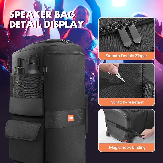 LEFOR·Z Speaker Case Compatible with JBL PartyBox 710,Bottomless Speaker Dust Cover Storage Bag Fits for JBL PartyBox 710 for Outdoor Travel,Black+Orange,Cover Only（NOT For 720） Without Wheels