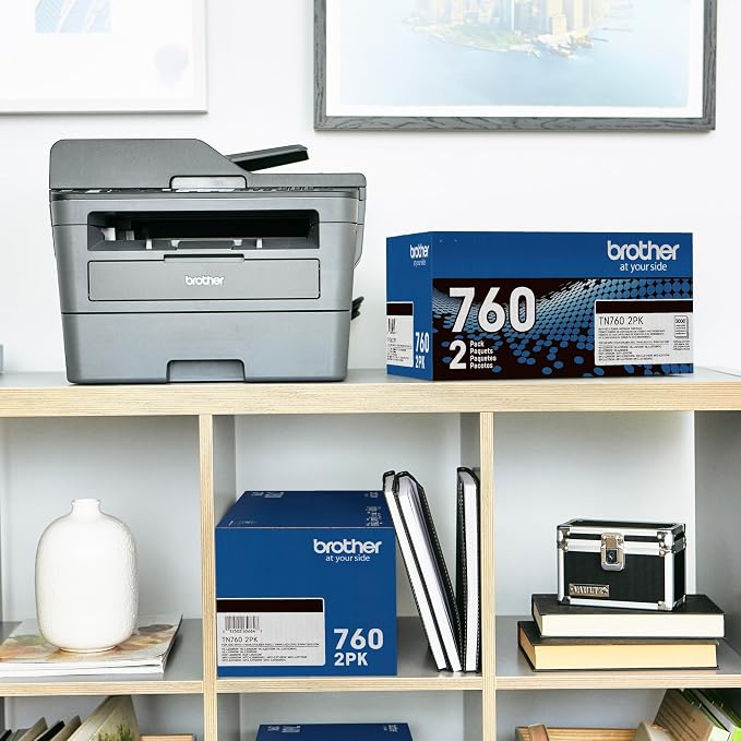 Brother Genuine High-Yield Black Toner Cartridge Twin Pack TN760 2Pk, TN7602PK,2 Pack