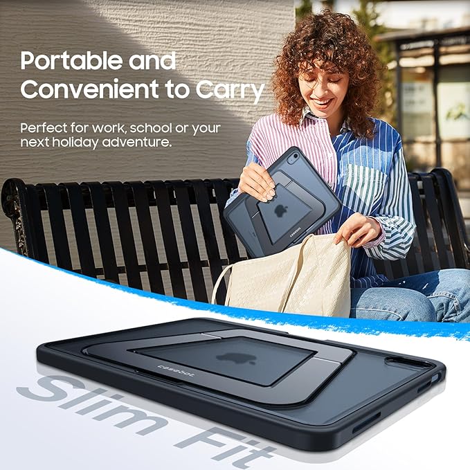 Fintie Shockproof Case for iPad (A16) 11th Generation 11 Inch (2025), iPad 10th Generation 10.9 Inch (2022) - [Built-in Pencil Holder] Slim Frosted Protective Cover with Multi-Angle Kickstand, Black