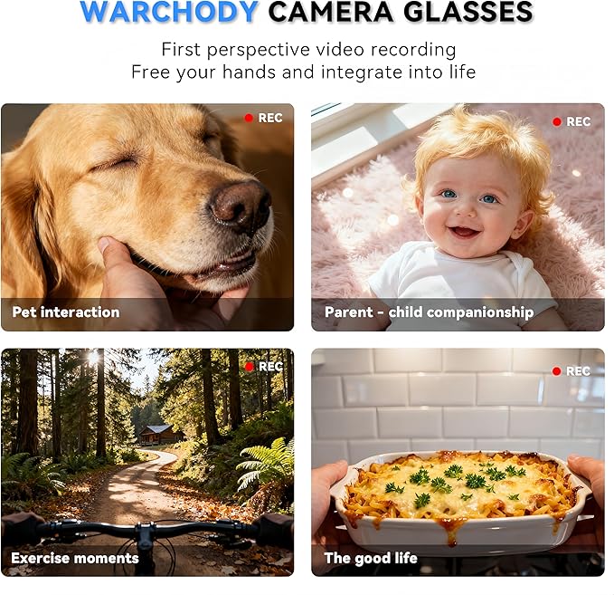 AI Smart Glasses with Camera, 8MP HD Camera Glasses for Men,Women, AI Recording Glasses with Voice Assistant,Open-Ear Audio,Real-Time Translation,Video Recording Sunglasses for Life & Work (Black)