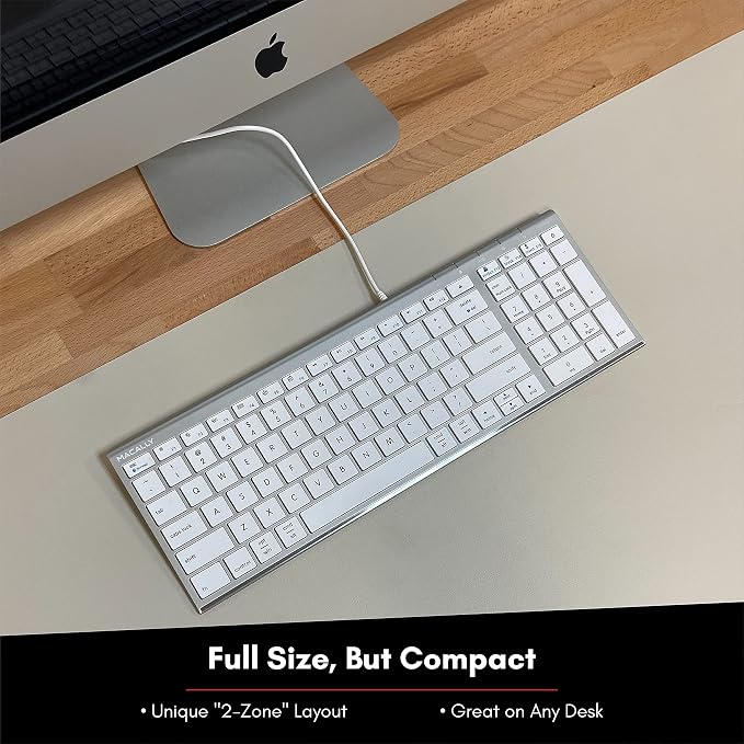 Macally Compact USB Keyboard and Mouse Combo, Uniquely Designed to Save Space