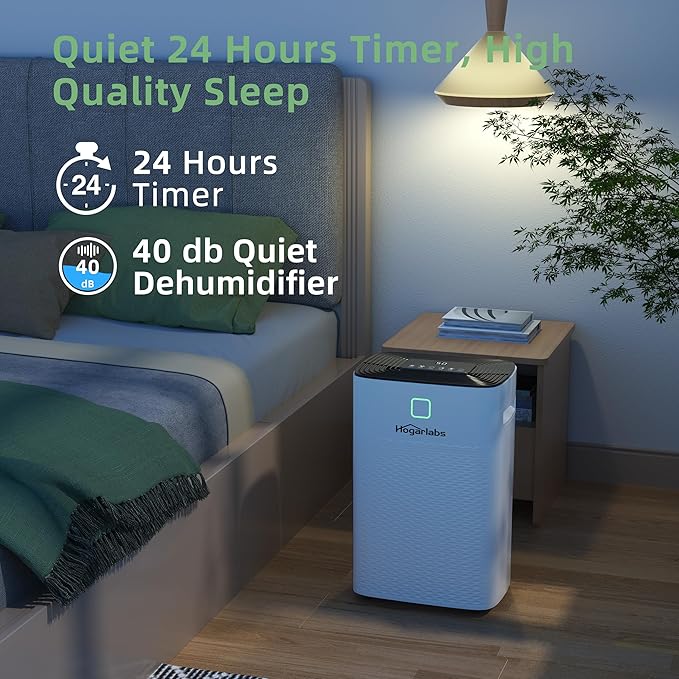 Hogarlabs 50 Pint Dehumidifier for Basement & Whole House, Covers 3500 Sq.Ft, with Drain Hose & Auto Humidity Control, Quiet for Bedroom, Bathroom, Garage, Large Room Dehumidifier