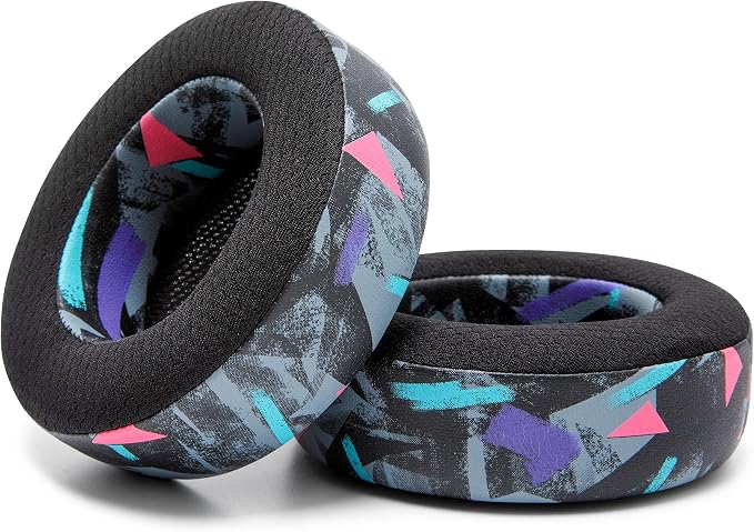WC Freeze Virtuoso - Hybrid Fabric Cooling Gel Replacement Earpads for Corsair Virtuoso Gaming Headset, Made by Wicked Cushions, Improved Durability, Thickness and Sound Isolation |90's Black