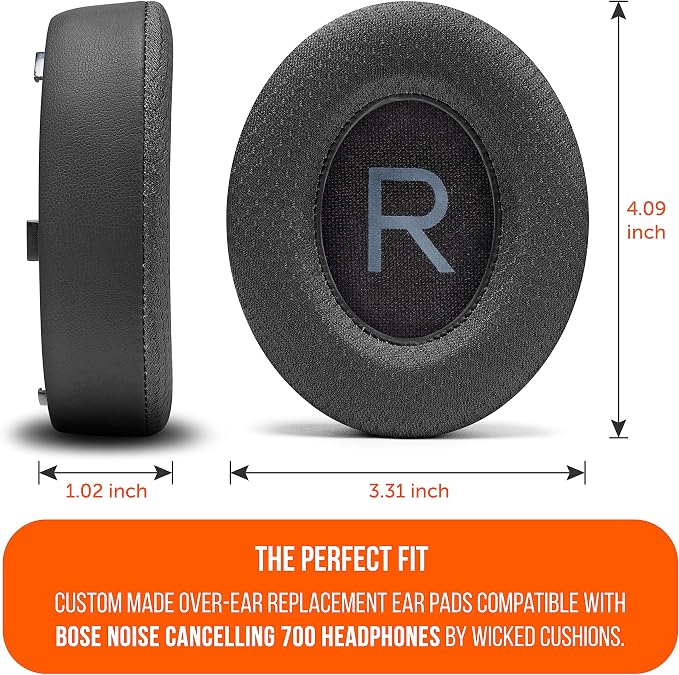 WC Freeze NC700 - Cooling Gel Ear Pads for Bose Noise Canceling 700 Headphones | Breathable Sports Fabric, Cooling Gel, Extra Thick & Cooler for Longer | Black