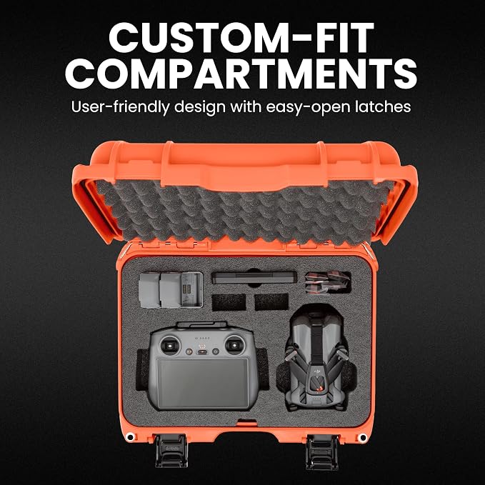 NANUK 915 DJI™ Mini 5 Pro Fly More Combo Plus - Waterproof Hard Case with Drone Foam Insert, Crushproof, Portable Travel Case, Made in Canada – Orange (15.8" x 12.1" x 6.8")