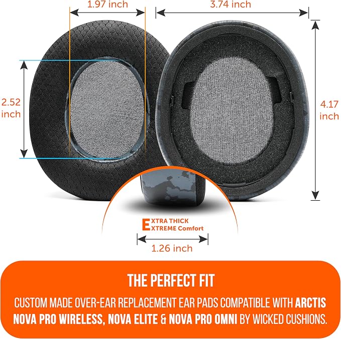 WC Modkit V2 Nova Pro Wireless, Pro Omni, & Elite - Gel Earpads, Extra-Wide Headband, & Side Plates for Arctis Nova Pro Wireless, Nova Elite & Nova Pro Omni by Wicked Cushions | Black Camo