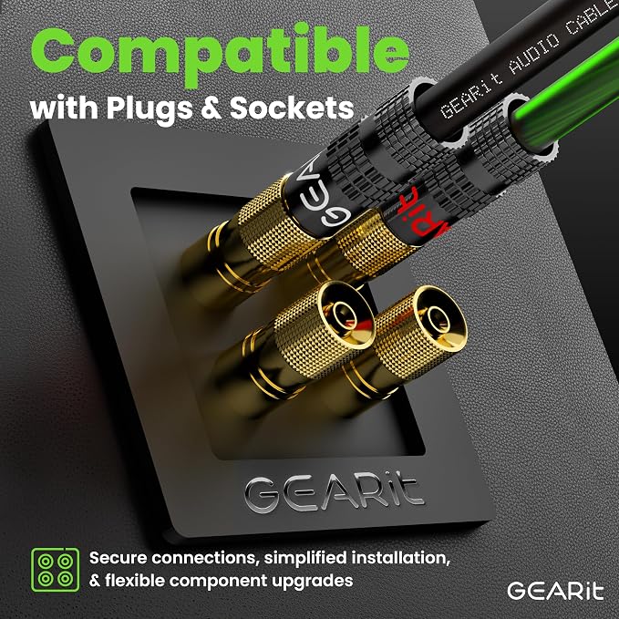 GEARit 16 Gauge Speaker Wire 100 ft,16 Gauge Wire with Foot Markers & Polarity Markings,Flexible Speaker Cable for Car Audio & Home Theater Speakers,Audio Cable for DIY Installations,CCA(Black Green)