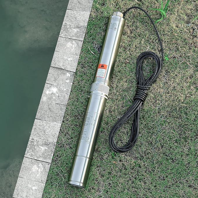 VEVOR Deep Well Submersible Pump, 1.5 HP Output Power, 115V, 31.7 GPM Flow 276 ft Head, with 32.81 ft Cord, Stainless Steel Water Pump, for Industrial, Irrigation, and Home Use, IP68 Waterproof Grade