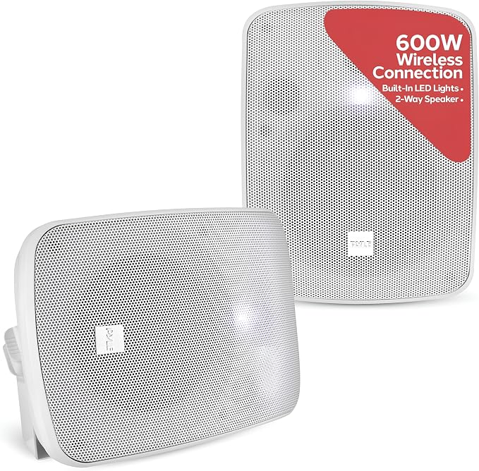 Pyle 600W Outdoor Bluetooth Speaker System | Marine Grade Active and Passive 2-Way Stereo Speakers with Built-In Amplifier | Home, Boat, Patio, Pool and Outdoor Use | RCA Inputs (Pair)