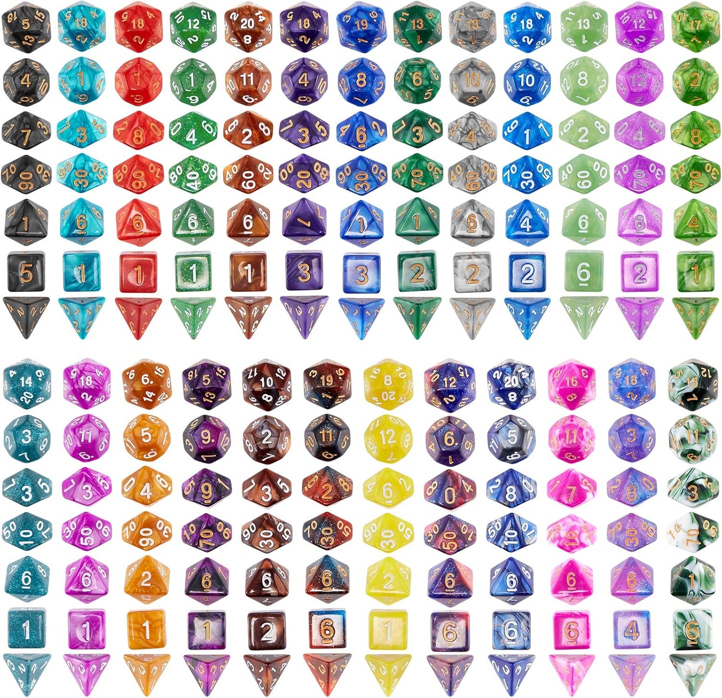 DND Dice Set, 25 X 7 Polyhedral Dice for Dungeons and Dragons DND RPG MTG Table Game with 1 Large Flannel Bag 175 Pieces