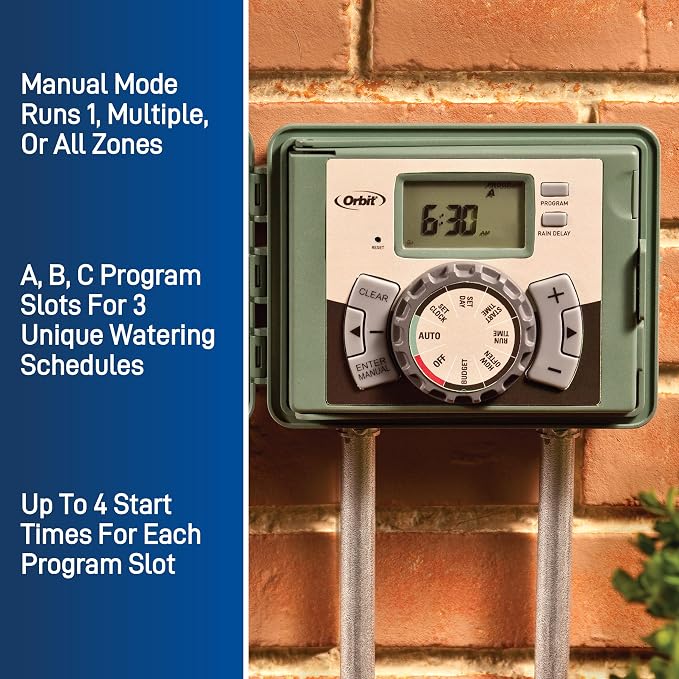 Orbit 6 Station Indoor or Outdoor Irrigation Controller, Tri-Lingual