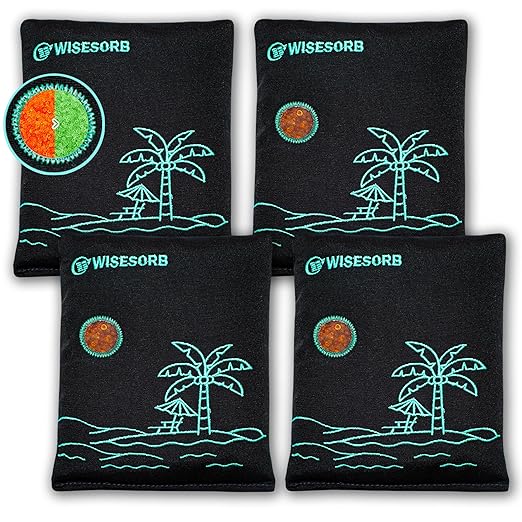 Wisesorb 4 x 500 Gram Rechargeable Desiccant Packs, Reusable Car Dehumidifier Bag, Microwave Reactivated Silica Gel Packets, Moisture Absorber with Color Indicating for Safe, Closet, Basement, Garage