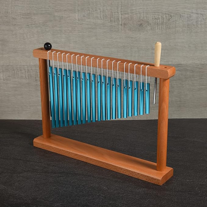 20 Tone Chime Table Top Wind Chime Bell Music Percussion Instrument with Mallet, Blue