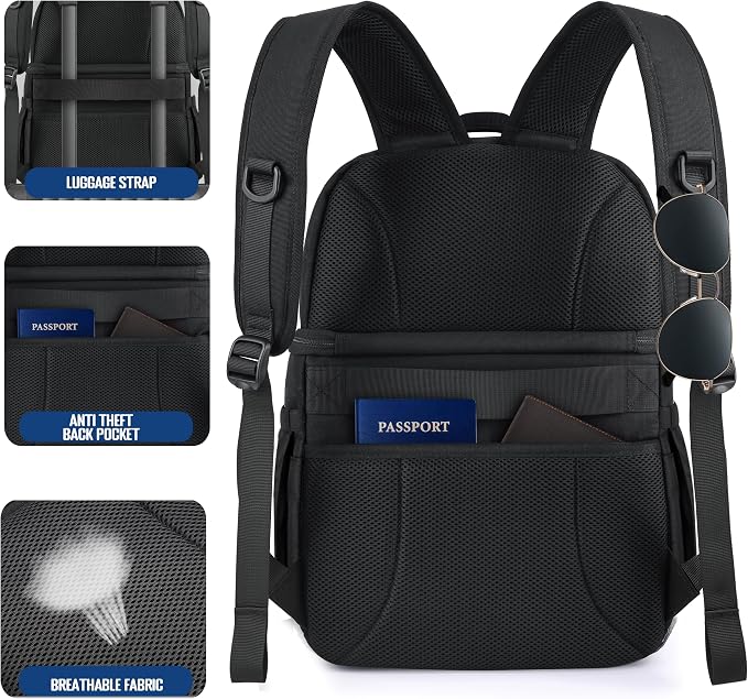MOZETO Lunch Cooler Backpack Double Deck Lunch Box Backpack Insulated Leakproof Compartments Coolers Bag for Beach Travel Picnic Lunch Hiking BBQ Camping