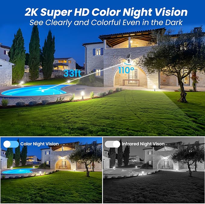 Security Camera Wireless Outdoor with Solar Panel, Free Cloud Storage, Integrated Spotlight & Siren, 1-6 Months Battery Life, Cameras for Home Security Support 5G & 2.4GHz WiFi, IP66 Weatherproof