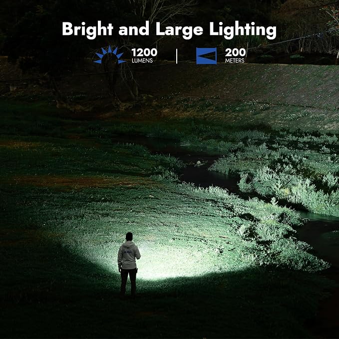 WUBEN L50 Flashlight 1200 High Lumens Tactical Flashlight Pocket Rechargeable Flashlight IP68 with 5 Mode Flash Light, LED Tail Switch Flash Light for Emergencie Camping Home Inspection Repair