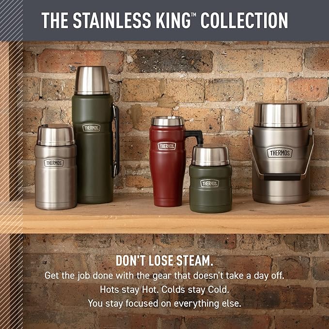 THERMOS Stainless King Vacuum-Insulated Stainless Steel Tumbler - 16oz, Matte Pink - Insulated Coffee Tumbler for Hot & Cold Drinks - Leak-Proof & Sweat-Proof for Commuting & Traveling