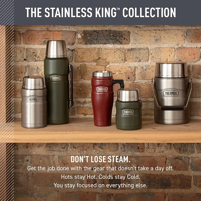THERMOS Stainless King Vacuum-Insulated Stainless Steel Tumbler - 16oz, Matte Teal - Insulated Coffee Tumbler for Hot & Cold Drinks - Leak-Proof & Sweat-Proof for Commuting & Traveling