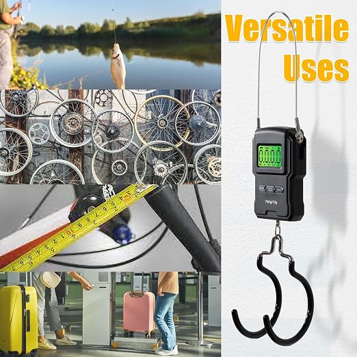 CyclingDeal Backlit LCD Display Digital Bike Scale - Electronic Balance with Double Hanging Hook Measures in kg, lbs, jin, oz - More Stable & Accurate - Max. Load Capacity 165lbs with Measuring Tape