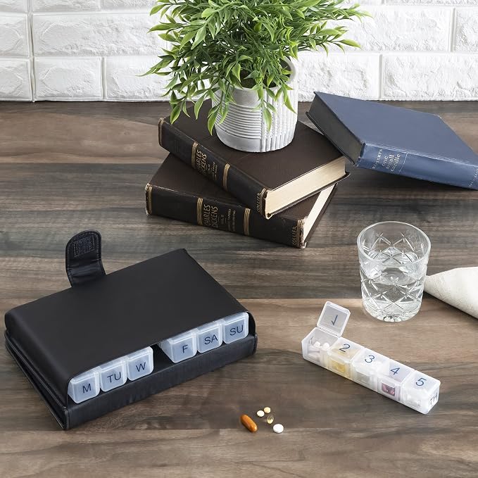e-Pill 5 Times a Day x 7 Day Large Weekly Pill Organizer, Vitamin and Medicine Pill Box - with Discreet Case (Clear)