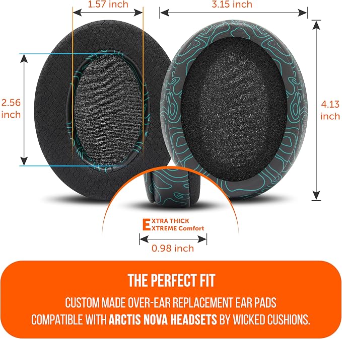 WC Freeze for Arctis Nova - Hybrid Fabric Cooling Gel Replacement Earpads for Arctis Nova Pro Wired, Nova 7, 5, 4, 3, 1 - Made by Wicked Cushions (Does Not Fit Nova Pro Wireless) | Midnight FrankP