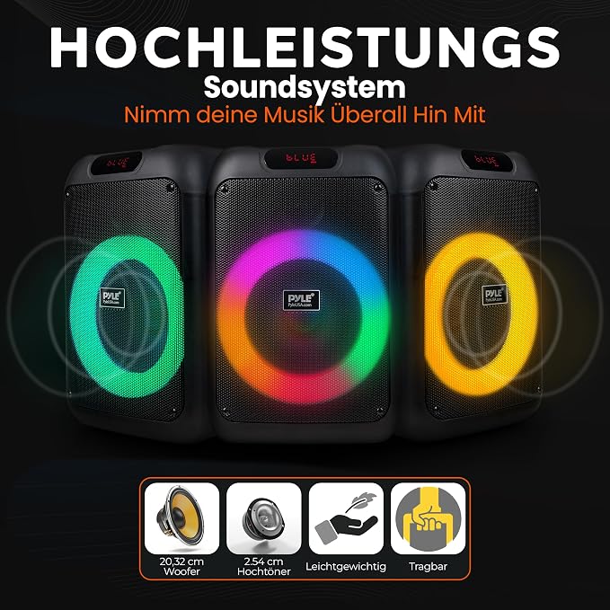 Pyle Audio Bluetooth Party Speaker - Party Bluetooth with True Wireless Stereo System - Enjoy Powerful Bass and Clear Treble - with Carry Bag - Model PPHP8496BG - 100W