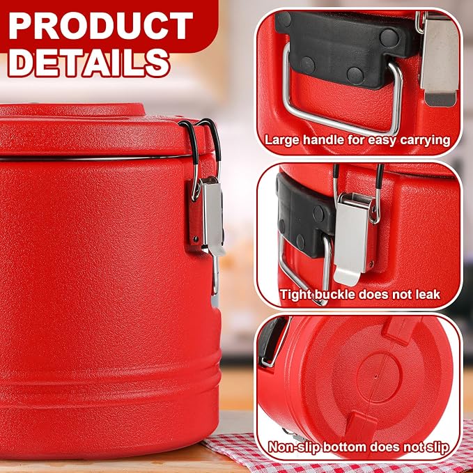 Jinei Food Warmer Hot or cooler Insulated Food Container Carrier with Spoon, Portable Commercial Soup Box for Restaurant Canteen Home Party Lunch (5qt)