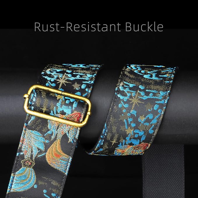 Guitar Strap, Embroidery Jacquard Adjustable Guitar Straps for Acoustic/Bass/Electric Guitar, Includes Guitar Pick, Strap Button and Strap Lock, Constellation Gift (Pisces)