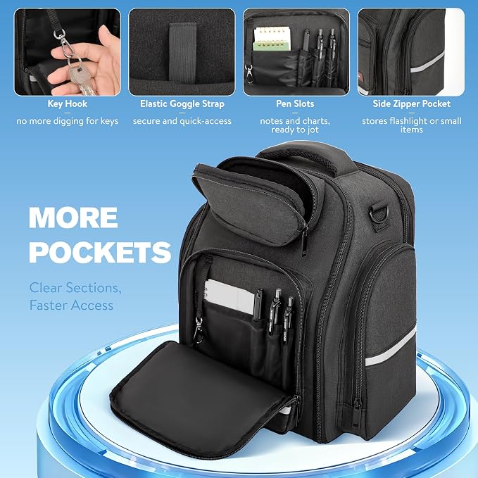 Flight Bag for Pilots, Pilot Bag for Aviation Headset with Padded Protection, Fits Aviation Headset, iPad & Flight Accessories, Multiple Pockets & Shoulder Strap, Gift for Pilots, Black (Bag Only)