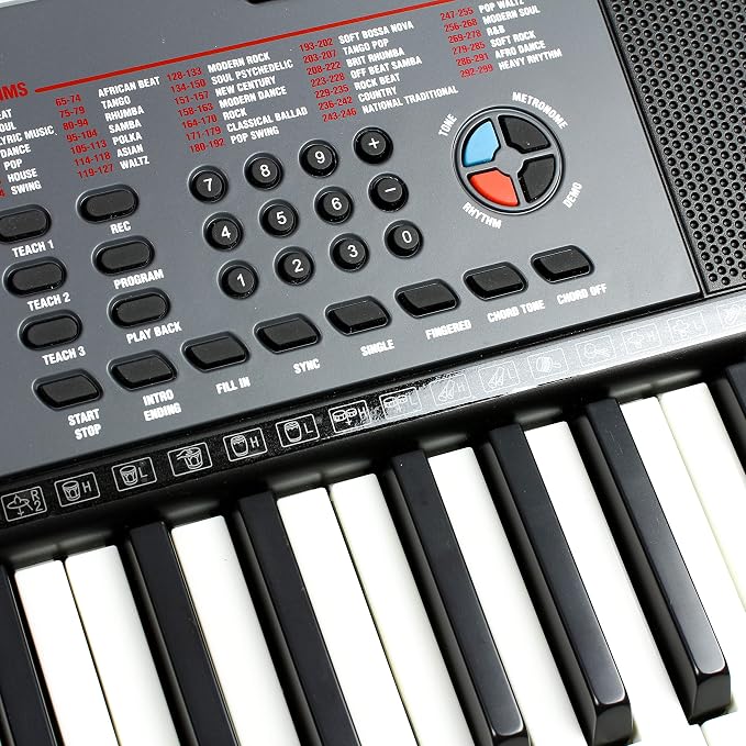 RockJam 61 Key Keyboard Piano with Pitch Bend, Power Supply, Sheet Music Stand, Piano Note Stickers & Simply Piano Lessons