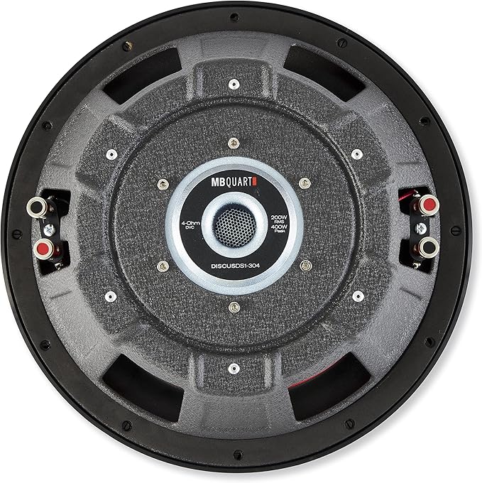 MB Quart DS1-304 Discus Shallow Mount Subwoofer (Black) – 12 Inch Subwoofer, 600 Watt, Car Audio, 2 Inch Voice Coils, UV Rubber Surround, Best in Sealed Enclosures