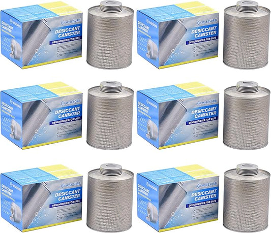 Wisesorb 750 Grams 6pcs Gun Safe Dehumidifier, Reusable Canister Desiccant Dehumidifier, Rechargeable 1.65 Lbs Indicating Silica Gel Orange To Green