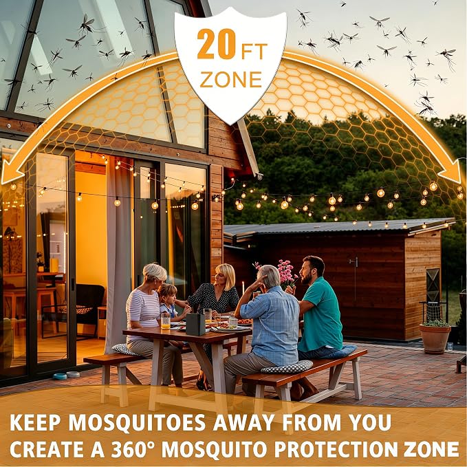 2-in-1 Mosquito Repellent Outdoor Patio, Rechargeable Portable Mosquito Repeller Device for Backyard, Poolside, Decks, Porches, Camping
