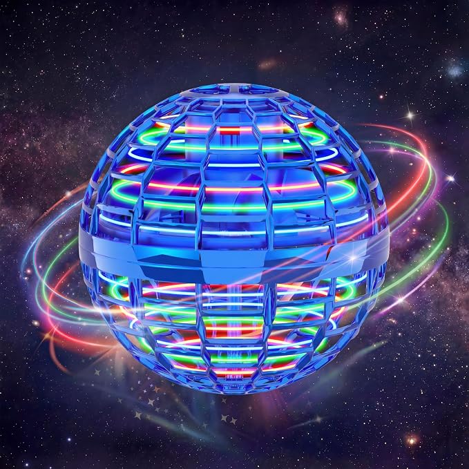 Cosmic Globe Flying Orb Ball, Safe & Durable Flying Ball for Kids, Hand Controlled Magic Hover Ball with 360° Flips, Fun Indoor Outdoor Toy for Boys Girls 6-12+（Blue）
