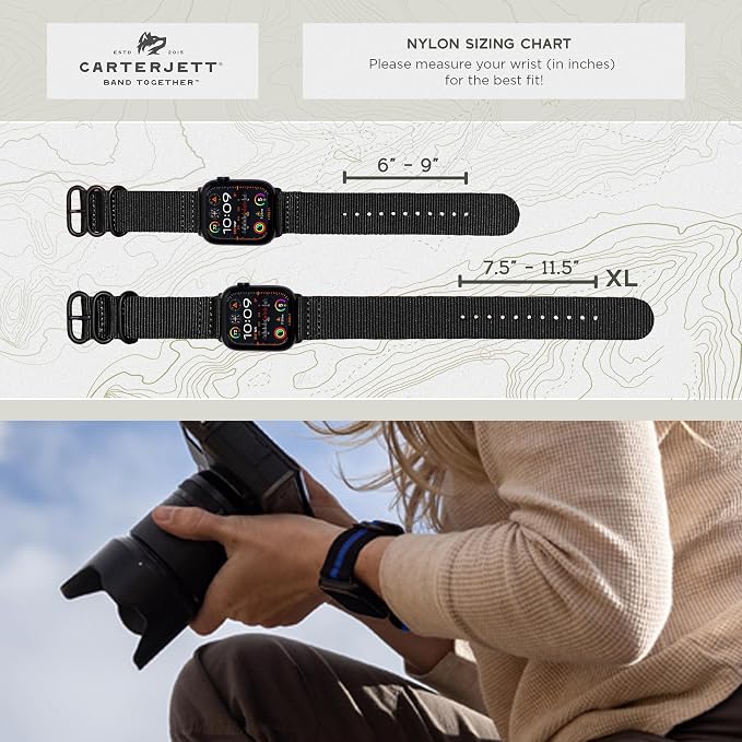 Hiking Trail Nylon Band | The Original Rugged Compatible with Apple Watch Band for Men & Women - Soft, Breathable, Woven Water-Resistant Nylon Mens iWatch Strap | Fits Ultra 2 & Ultra 49mm 46mm 45mm 44mm Series 10 & All Models (Thin Blue LIne)