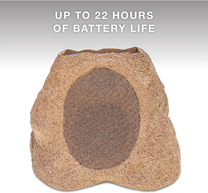 Victrola Rock Speaker Connect, Sand, Wireless Outdoor Speaker with Bluetooth 5.3, 22-Hour Battery Life, Portable Speaker with Solar Charging, IP65 Waterproof Speaker - Pair