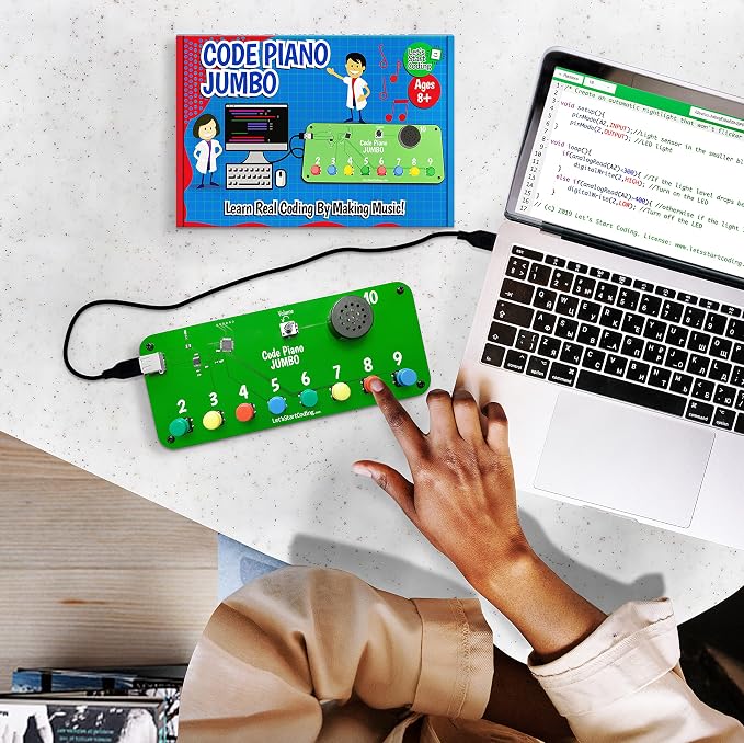 Code Piano Jumbo STEM Coding Toy for Kids 8-12+ and Teens. Learn Real C++ Coding Skills. Includes 20+ Online Projects in Typed Programming. Boys & Girls Create Songs & Sound Effects.