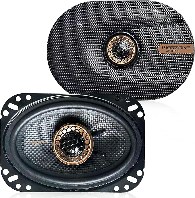 Warzone 2X WZ46PTi 4x6-Inch Super Coaxial Speaker Pair, 4 Ohm, 380W Max, 100W RMS, 90dB Sensitivity, Ferrite Woofer & PEI Dome Tweeter for Pro Car Audio