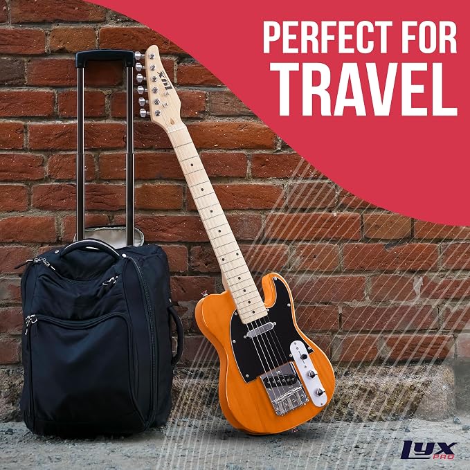 LyxPro 30” Electric Guitar TL Series, Full-Size Paulownia Wood Body, 3-Ply Pickguard, C-Shape Neck, Ashtray Bridge, Quality Gear Tuners, 3-Way Switch & Volume/Tone Controls, 2 Picks Included, Mahogany