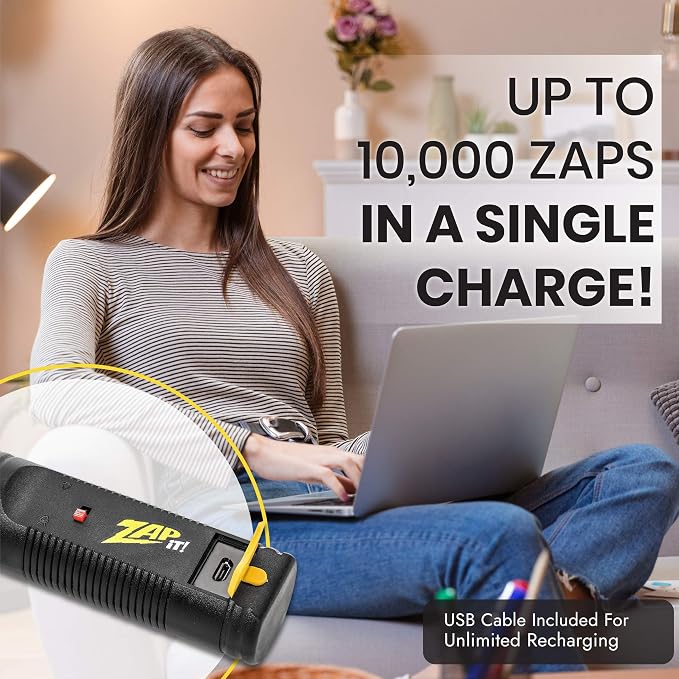 ZAP iT! Electric Fly Swatter Racket & Mosquito Zapper with Blue Light Attractant - High Duty 4,000 Volt Electric Bug Zapper Racket - Fly Killer USB Rechargeable Fly Zapper Indoor Safe - 2 Pack, Yellow